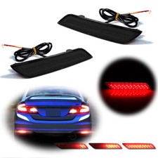 For 2013-2015 Honda Civic Sedan Black Lens Tail Brake Led Rear Bumper Reflectors