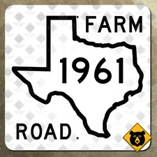 Texas farm to market road 1961 state highway marker route sign map 1952 16x16