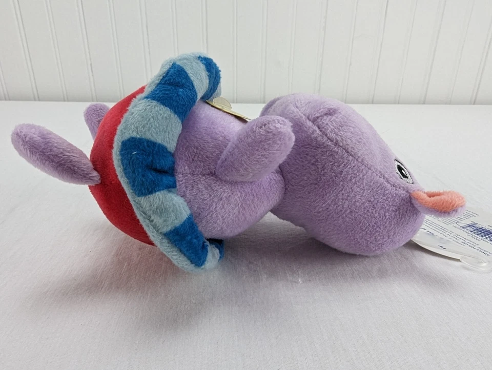 Juguete Top Paw junto a la piscina para perro chirrido hipopótamo nadador peluche 8" púrpura hipopótamo nuevo Foto 4 de 4