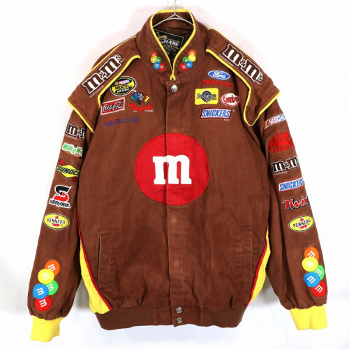 CHASE AUTHENTICS m&m's Racing Jacket Brown with Patch Size CHASE AUTHENTICS m&m's Racing Jacket Brown with Patch Size
