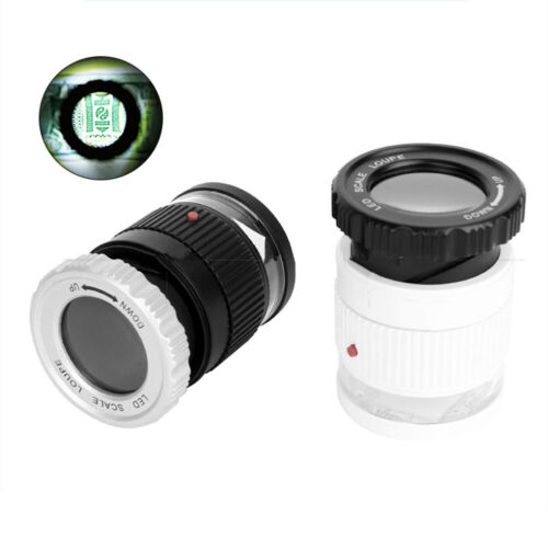 30X Optical Glass Lens Magnifier 3 LED+3 UV Light Jewelry Loupe Identifying - Foto 1 di 16