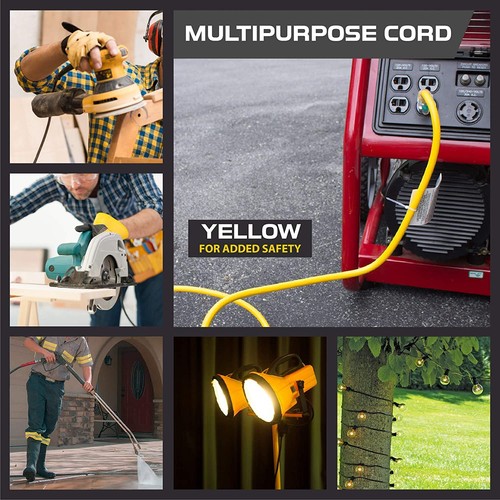 Weatherproof 10 Ft Outdoor Extension Cord - 14/3 SJTW 15 Amp Heavy Duty Yello... - Picture 7 of 7