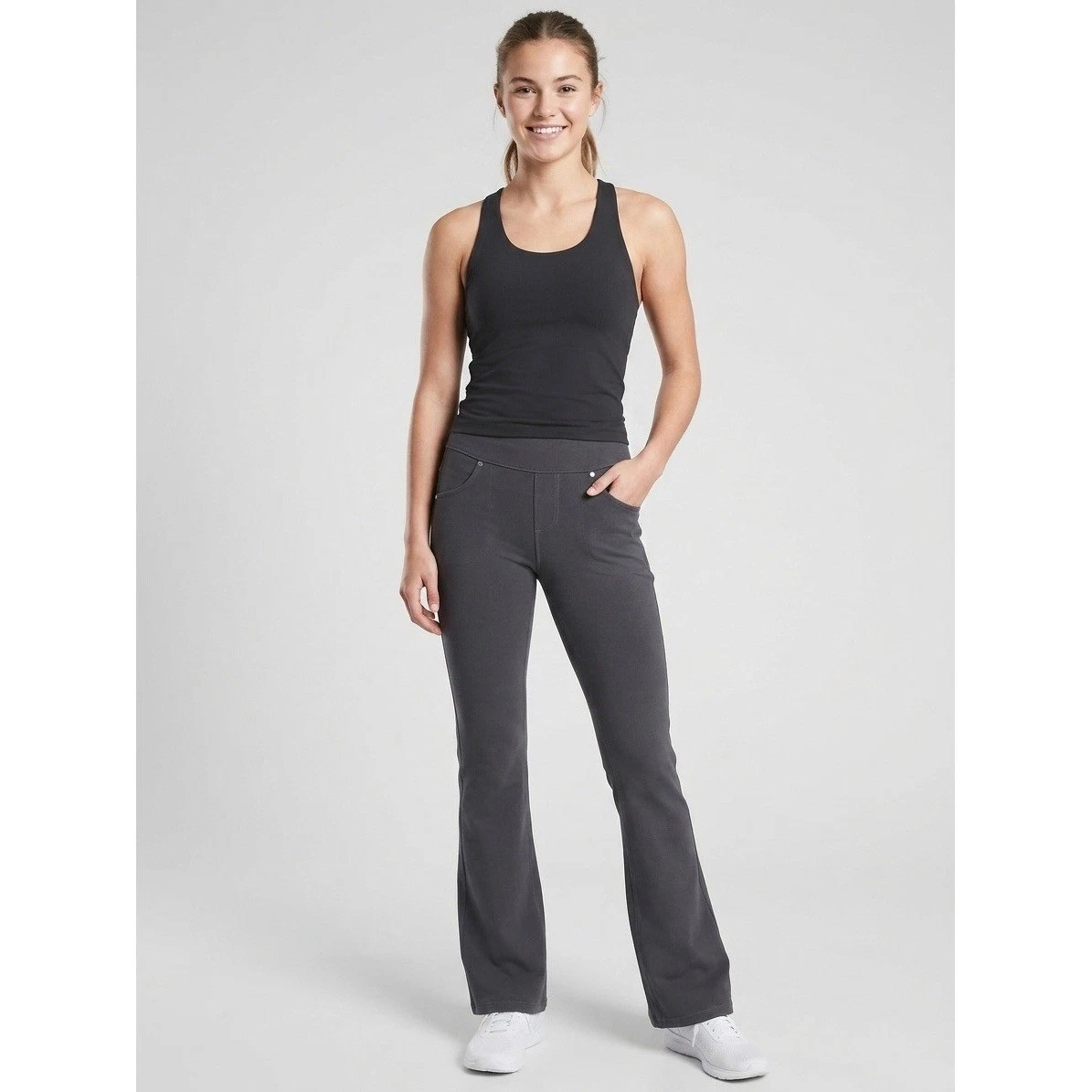 Athleta Dipper Pant Dark Gray Bootcut Supplex Nylon Stretch Trousers 684427