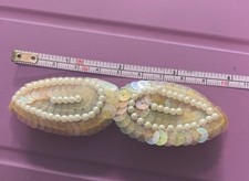White AB Sequin Beaded Barrette