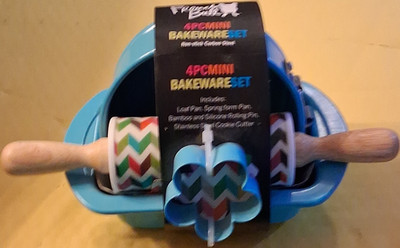 French Bull Non-Stick Bakeware Set, 4PC, Dishwasher Safe, Blue, Carbon Steel