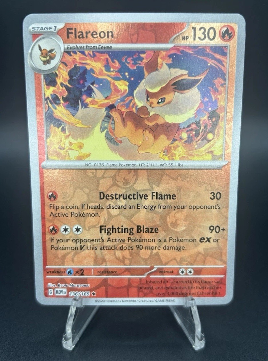 • Flareon • 136/165 Scarlet & Violet 151 Reverse Holo Pokemon TCG NM