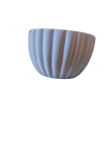 Vintage Haeger Pottery Florist Planter Ribbed #8718 in Ivory White MCM 6.5"x 4" - Picture 3 of 7