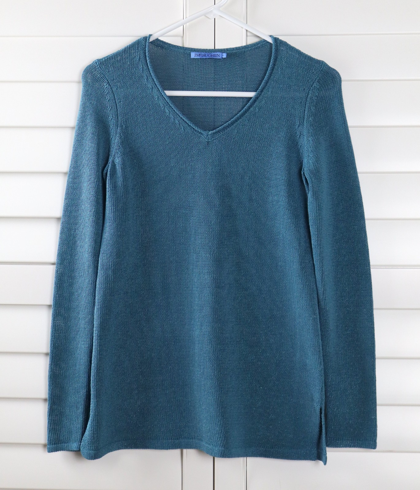 J. MCLAUGHLIN $178 Solid Teal Textured Crochet Kn… - image 5