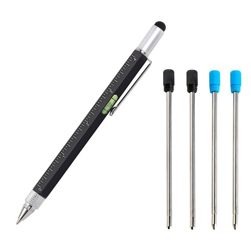 6-in-1 Multi-Function Tool Pen with Stylus, Ruler, Level, Phillips and ...