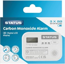 Status Carbon Monoxide Alarm With 3XAA Battery Include Digital White 10Yer Life