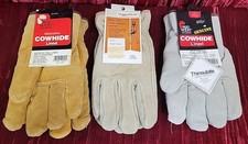 3X PAIRS VINTAGE 1X SEARS  2X Midwest Cowhide Leather Gloves LARGE NEW GLOVE