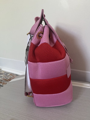 NWT BOUTIQUE MOSCHINO Two Tone Bubblegum Pink Textured Leather and Mesh Backpack NWT BOUTIQUE MOSCHINO Two Tone Bubblegum Pink Textured  main image 3