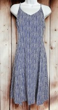 Old Navy Sleeveless Midi Cami Dress Sz S Striped Blue White Smocked Back V-Neck