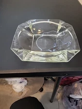 Vintage Ashtray Large Heavy 8.25” Square Clear Glass Cigar Cigarette