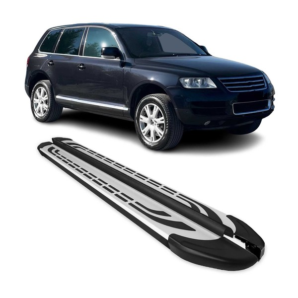 Trittbretter Seitenschweller Seitenbretter FüR VW Touareg 2003-2010 Alu Schwarz-image