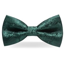 Mens Pre-tied Paisley Bow Tie for Wedding Party Adjustable Emerald Green