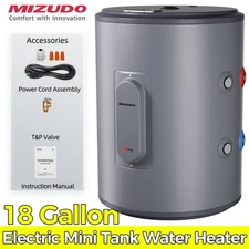 18 Gal Mini Tank Water Heater Electric Compact Storage for Kitchen, Shower, RV