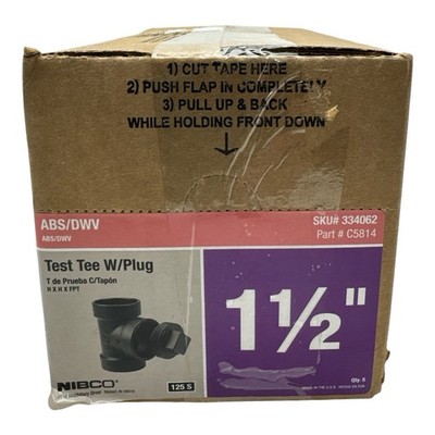 Nibco 5814 1-1/2'' ABS DWV Test Tee with Plug lot of 5