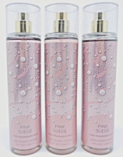 3 BATH  BODY WORKS PINK SUEDE FINE FRAGRANCE BODY MIST SPRAY 8oz 236ml NEW