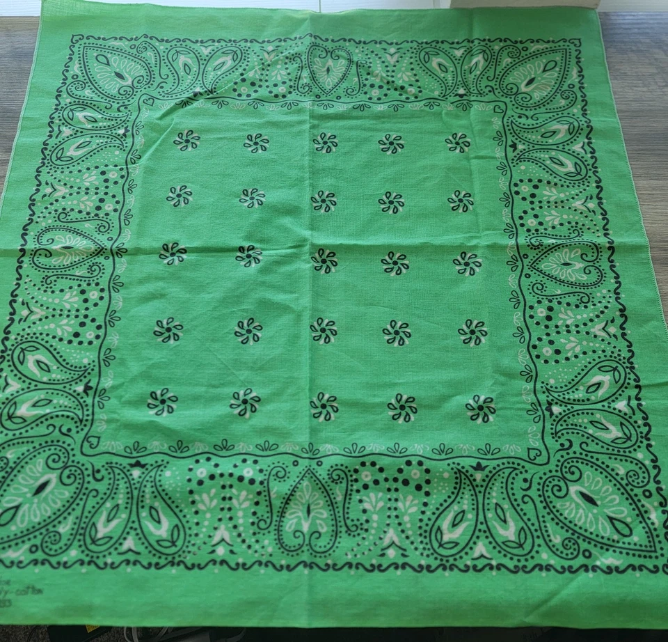 Pañuelo Paisley Verde Vintage Color Rápido 50/50 Polialgodón 14193 Foto 2 de 4