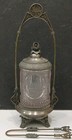 Vintage Derby Silver Plate Co #104 Pickle Castor With Tongs & Glass Insert — photo 1