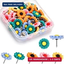 40Pcs Push Pins, Thumb Tacks for Bulletin Board, Flower Decorative Pins and Tack