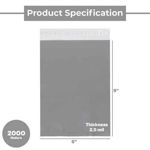 Sobres de embalaje premium de envío de 2,5 mil sobres de polietileno con vista transparente 2000 de 6 "x 9" - Imagen 2 de 5