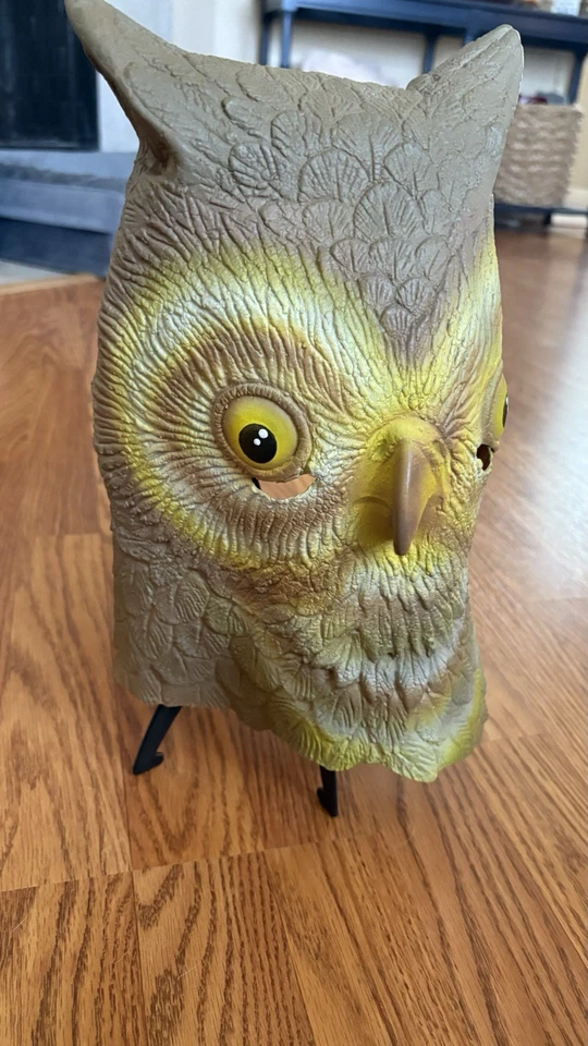 Owl Mask Full Over The Head Latex Bird Of Prey Brown & White Costume Mask - Image 2 of 4