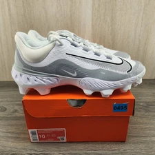 Nike Alpha Huarache Elite 4 MCS Low Size 10 Mens White Wolf Grey Baseball Cleats