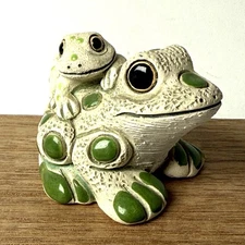 Vintage COAD Peru FROGS/TOADS Mom & Baby Enamel & Composition Figurine Rare 2”