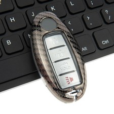 Funda metálica de fibra de carbono para llave de coche para Nissan Rogue Sport Altima Murano Kicks