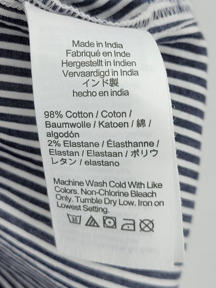 J Crew Top Womens Large Gray White Stripe Puff Sleeve Button Up Feminine Poet - Image 4 of 4