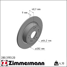 2x Zimmermann 280.3193.20 Bremsscheibe für HONDA HR V RU Bremsscheiben