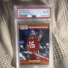 1990 Pro Set Joe Montana Award Winner #2 PSA 8 Jim Kelly 3,521 Yards 49ers Card