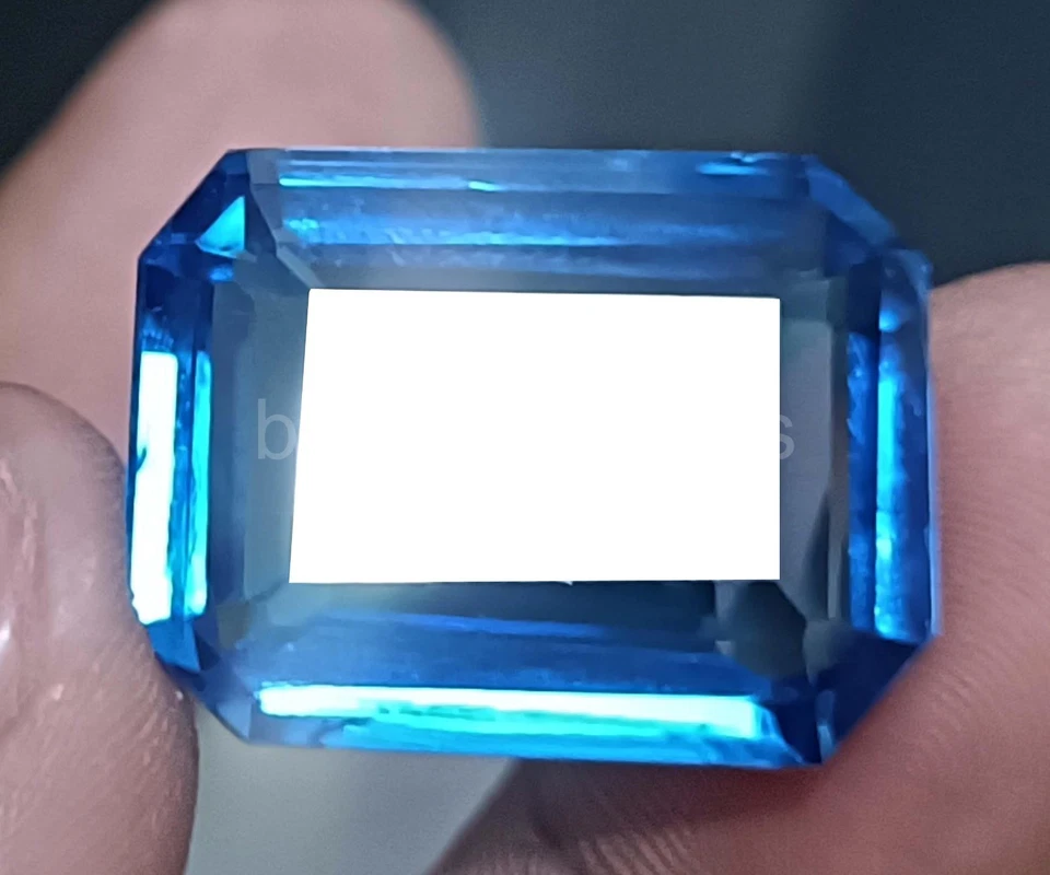 Piedra preciosa natural UV de fluorita azul verdoso corte esmeralda 41,90 quilates cambio de color 5ARA Foto 4 de 4