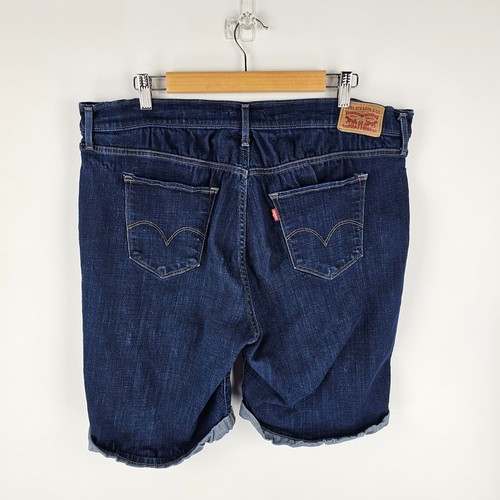 Pantalones Cortos Levi's Para Mujer 18 Azul Oscuro Denim Bermudas Puño Redondo Dobladillo Elastizados Informales - Imagen 7 de 9