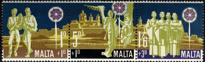VINTAGE CLASSICS - Malta B3a - Christmas 1969 - Set of 3 - MNH
