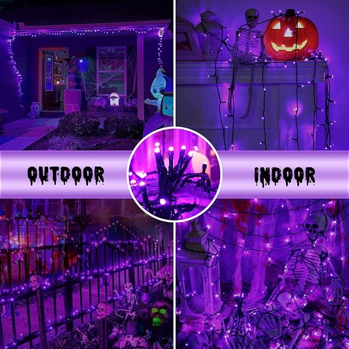 kemooie 500 LED Purple Halloween Lights, 164FT 8 Twinkle Modes Plug in Lights, - Picture 4 of 7