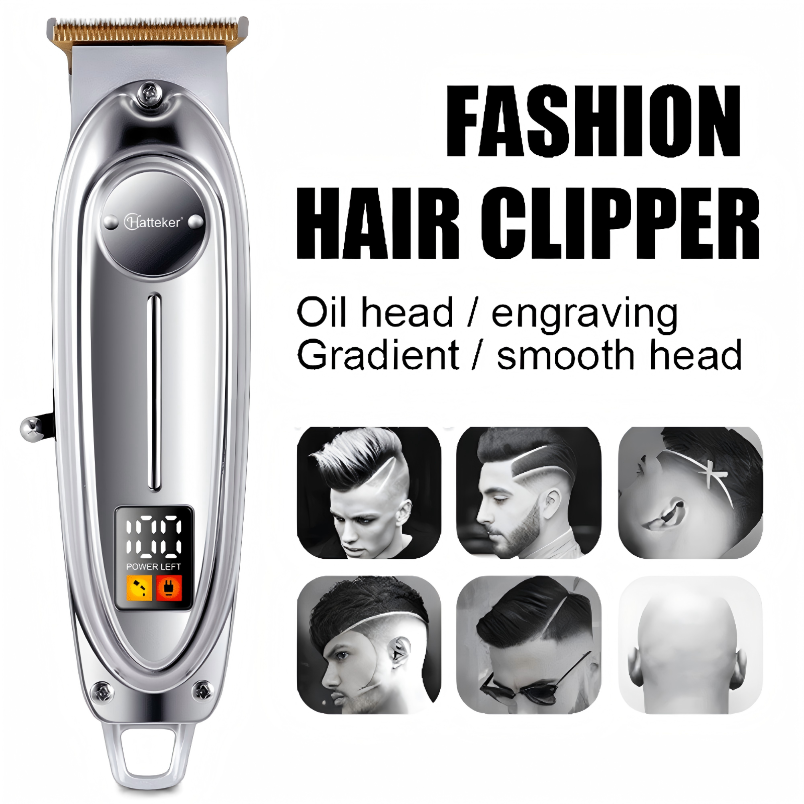 Hatteker Cordless Hair Clipper for Men Professional Barber Trimmer Shaver
