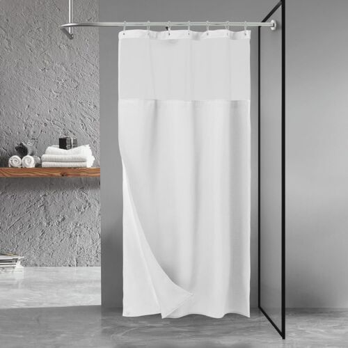 Stall Waffle Weave Shower Curtain with Snap-in Fabric Liner & Hooks Set 36"x 72"