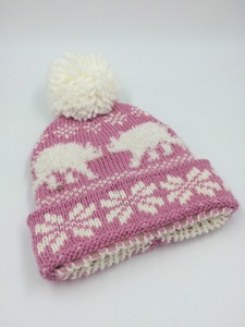 girls cream bobble hat