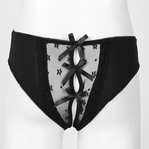 Damen Sexy Ouvertslip Spitze Lackleder Unterwäsche Bikini Panties Gogo Clubwear - Picture 32 of 35