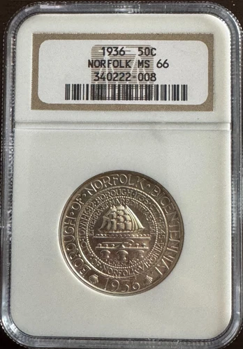 1936 50 Cent Norfolk Commemorative Silver Half MS 66 NGC Certified