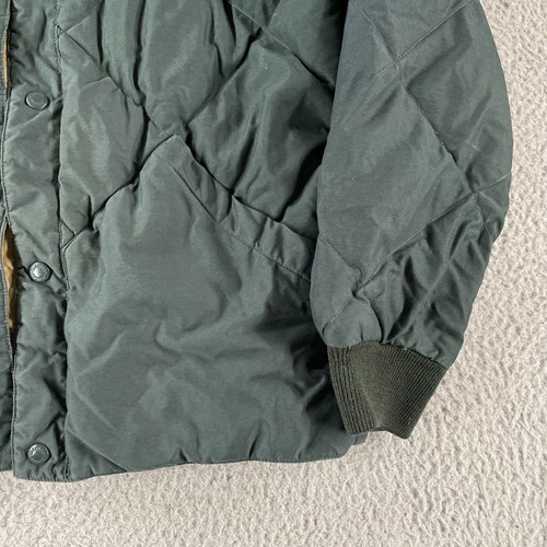Vintage Cabelas Quilted Goose Down Puffer Jacket Medium Green Bomber *Stains - Picture 4 of 15