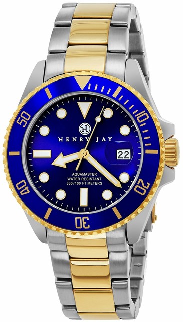 henry jay mens 23k gold plated two tone stainless steel