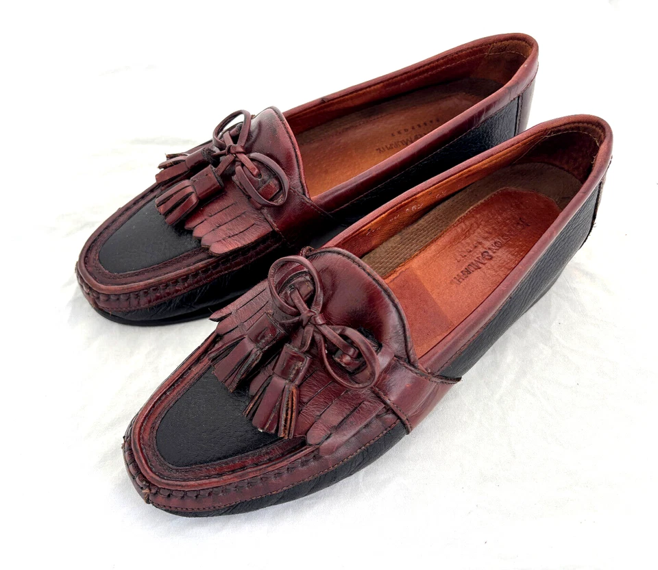 Johnston & Murphy Passport Cuero Mocasines Borla Hombres Zapatos Talla 9.5 Hecho en Italia Foto 4 de 4