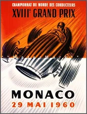 Monaco Grand Prix 1960  Car Racing Vintage Poster Print Retro Style Decor Art 