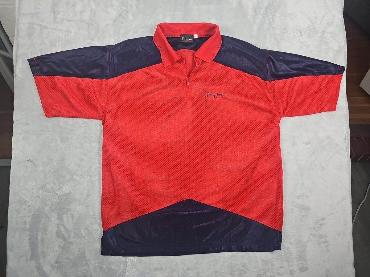 sean john 長袖シャツ　ヒップホップ　hip-hop Sean John Shirt Jersey 2XL XXL Red Blue 3/4 Zip Hip Hop Rap