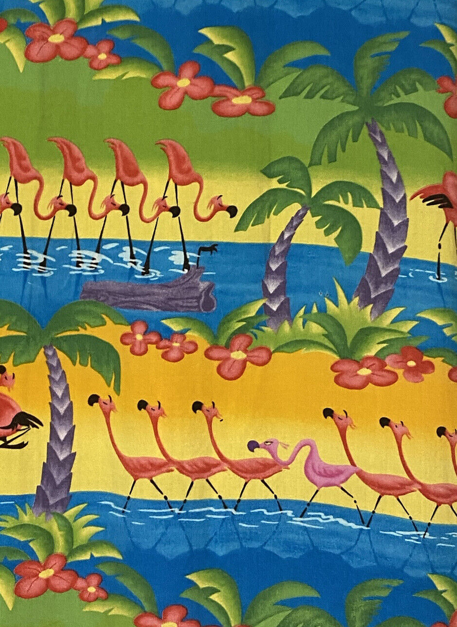VTG Men Reyn Spooner x Disney Mickey Mouse M Hawaii Shirt Pink Flamingo Rayon