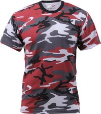 Mens Red Camouflage Tactical Military Short Sleeve T-Shirt
